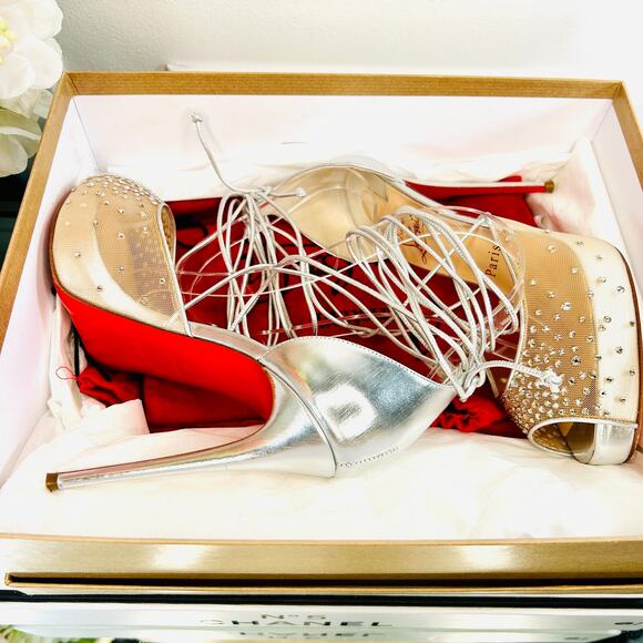 Christian Louboutin MAIA LABELLA ALTA 120 Rete/Glitter Stiletto Pump 36IT - Picture 13 of 14